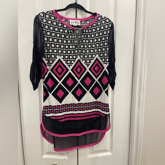 Joseph Ribkoff Multicolored Graphic High Low Tunic - Picture 1 of 4